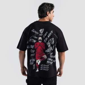 Camiseta M Salah en Negro - Elegante Corte Recortado, 100% Algodón, Tejido Jersey Transpirable con Estampado, Ligera - Product Image 1