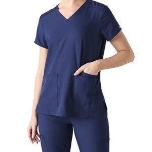 Women's 2-Piece Short Sleeve Hospital Uniforms Latest Design Custom Logo Print Nurse <b>Scrubs</b> <b>Set</b> Woven Fabric Unisex - Product Image 3