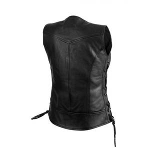 New Arrival Custom Designed <b>Men's</b> <b>Black</b> Breathable Zipper Leather <b>Vest</b> Plus Size Flame-Retardant Sportswear Summer Motorbike - Product Image 2