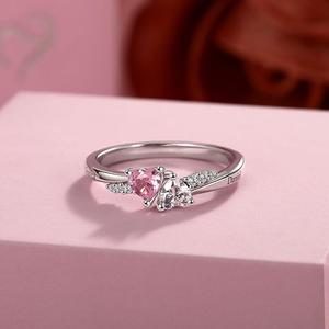 Jeulia Custom Double Heart Birthstone <b>Name</b> <b>Ring</b>-Adjustable Rose Gold Plated Wedding <b>Ring</b> - Product Image 5