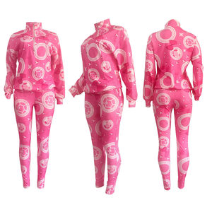 Nuevo diseño superventas, chándal estampado de alta calidad, 100% algodón, conjuntos de chándal sublimado de dos piezas para mujer con OEM - Product Image 5