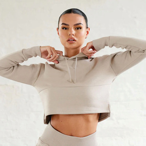 Wholesale Premium Quality Cotton Crop-Top Women's Warm <b>Hoodie</b> Top Trending Fashion for Winter Plus Size Hooded Washed Technique - Product Image 3