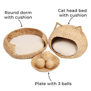 High Quality Water Hyacinth Cat Head Bed with <b>Cushion</b>, Cat Scratching Bed Water Hyacinth Round Dorm with <b>Cushion</b> in Viet Nam - Product Image 2