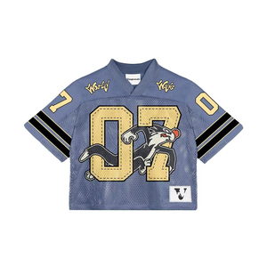 Customizable Men's American Football Jersey Oversized Mesh Crop <b>T</b>-<b>Shirt</b> Boxy Fit Breathable Practice Jersey Direct Manufacturer - Product Image 4