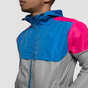 <b>Men's</b> Color Blocking Windproof Hooded Jacket Lightweight Polyester Sporty <b>Rain</b> <b>Coat</b> with Full Zipper Regular Fit Autumn Wear - Product Image 3