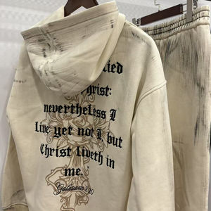 ชุดวอร์มผู้ชายแบบย้อมสีซีดจางสไตล์วินเทจ กางเกงจ็อกเกอร์ปักโลโก้ เสื้อฮู้ดดี้ กางเกงขาบาน ชุดออกกำลังกาย ปรับแต่งได้ด้วยเทคนิค DTG - Product Image 6