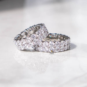 Llamativo anillo de Hip Hop en plata de ley 925 con estilo cubano y diamantes cultivados en laboratorio de corte brillante redondo para hombres - Product Image 1