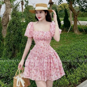 ชุดเดรสสั้นลายดอกไม้เซ็กซี่แฟชั่นธรรมชาติซักได้ออกแบบได้ตามต้องการ - Product Image 1