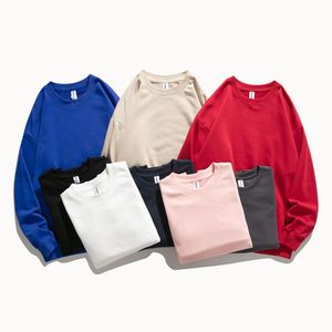 Sweat-shirts unisexes en tissu polaire avec logo imprimé graphique brodé surdimensionné uni personnalisé à col rond pour hommes - Product Image 5