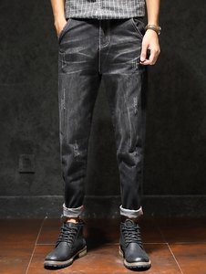 กางเกงยีนส์ผู้ชายขายดีสีดำลำลองผ้ายืดเข้ารูปพอดีตัวสำหรับฤดูใบไม้ร่วง2025 - Product Image 2
