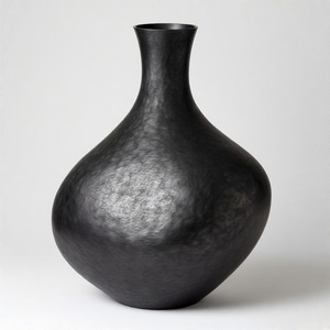 Florero negro antiguo CharcoalRoot para interiores modernos Florero de piso Diseño floral en relieve Decoración para el hogar Declaración de acento - Product Image 1