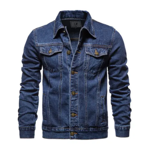 Veste en jean coupe ajustée pour hommes personnalisée en gros Nouveau design de mode décontracté teint en couleur unie - Product Image 1