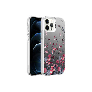 Funda Rígida Plateada con Diseño Floral de Lujo ASMA para iPhone 12 Pro Max, Protección Premium de Silicona para Modelos 14 Plus, 13 Pro Max y XR - Product Image 1