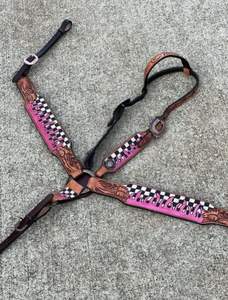 Ensemble de clous en cuir occidental durables et élégants Bride et rênes de collier de poitrine les plus vendues pour l'équitation en plein air - Product Image 3