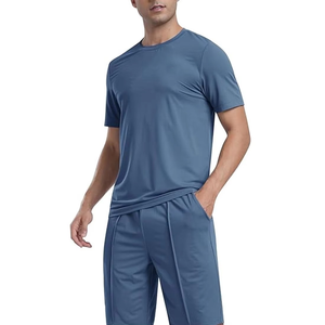 2025 nueva llegada Unisex 2 piezas conjunto corto de algodón camiseta de alta calidad y pantalones cortos patrón sólido verano Casual Streetwear - Product Image 4