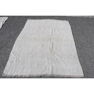 Turkish Vintage Rug, 4.6x6 ft Area Rug, White <b>Brown</b> Solid Rug - Product Image 1