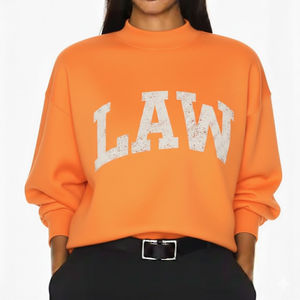 Stylish Oversized Regular Embroidered Front <b>Mock</b> <b>Neck</b> <b>Top</b> Women 100% Cotton Fleece Quick Dry Casual Autumn Wear OEM Service - Product Image 3