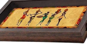 Bandeja de servicio de madera pintada a mano de alta calidad para comida, café, desayuno, para regalos y suministros para restaurantes - Product Image 3