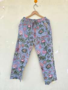 Pyjama de nuit en popeline 100% coton, fabriqué à la main en Inde, imprimé floral, élégant, décontracté, doux, printemps-été - Product Image 2