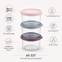 3 stuks mini-voedselopslagcontainers 175 ml stapelbare PP luchtdichte deksels vaatwasmachinebestendig multifunctioneel moderne saus snacks kruiden