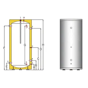 LINYAN 30L to 500L Electric Hot Water Boiler Stainless Steel Water Storage Double Circuit Buffer Tank Heat Pump Water Tank