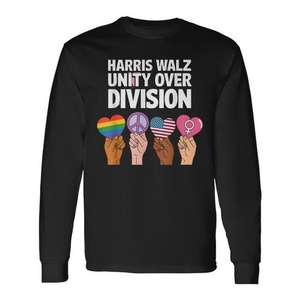 Camiseta de manga larga con estampado de unidad y amor, unisex, para adultos, talla grande, cuello redondo, diseño gráfico de unión. - Product Image 1