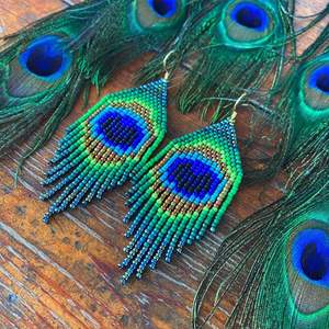 Pendientes de cuentas de semillas de cristal de estilo vintage con borla larga borla de gota Bohemia joyería de aniversario de boda para mujer - Product Image 1