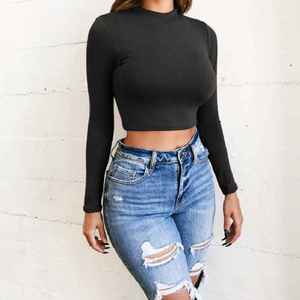 Camisetas de Cuello Redondo Ajustadas para Mujer, Estilo Hip Hop, con Cierre y Estampado, 100% Algodón, Venta al Por Mayor - Product Image 5