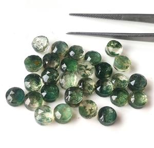 Doble de ágata de musgo natural, 4mm-8mm, corte redondo de rosa, Parte posterior plana, ágata de musgo suelta, piedras preciosas hechas a mano de alta calidad para la fabricación de joyas - Product Image 2