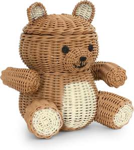 Cesta de Almacenamiento de Mimbre con Tapa, Tejida a Mano, con Diseño de Oso de Peluche |   Organizador de Juguetes de Mimbre con Forma de Animal para la Habitación del Bebé y Decoración Infantil - Product Image 2
