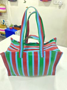 ถุงผ้าไนลอนรีไซเคิลลายทางอินเดียผลิตในอินเดียเป็นมิตรกับสิ่งแวดล้อมกระเป๋าและกระเป๋าหลากสีผลิตในอินเดีย - Product Image 6