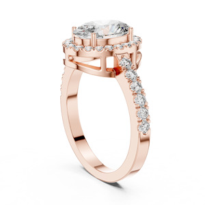 Anillo de compromiso de oro sólido de 14 quilates de inspiración vintage con racimo de diamantes de laboratorio de corte ovalado para ocasiones de boda - Product Image 6
