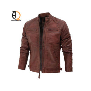 Chaqueta de Cuero Nueva de Otoño e Invierno, Chaqueta de Cuero Entallada, Chaqueta de Cuero Genuino de Motocicleta al por Mayor - Product Image 1