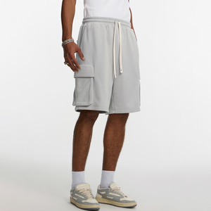 Shorts décontractés pour hommes personnalisés, 350 g/m², tissu éponge français, poches 3D, coton lourd, streetwear, taille élastique, service OEM - Product Image 3