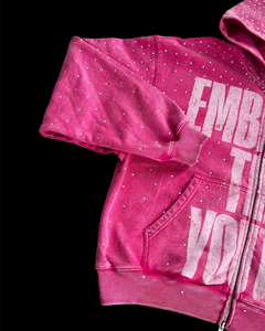 Sweat à capuche unisexe personnalisé en patchwork brodé, coupe oversize, fermeture éclair, doublure polaire, streetwear, coton lourd de haute qualité 370 g/m² - Product Image 4