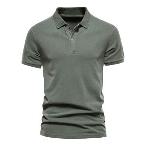 Camiseta para Hombre, 100% Algodón Peinado, Cuello Alto, Manga Corta, Lavado Ácido, Tejido de Punto, Secado Rápido, Transpirable, Ecológica, Corte Regular - Product Image 1