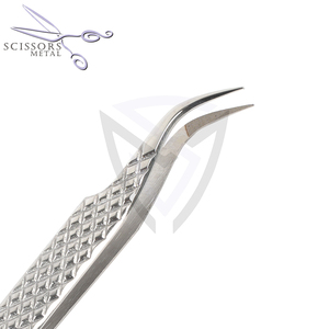 Pinzas para pestañas de nuevo diseño con punta dorada, agarre de diamante, pinzas para extensión de pestañas, pinzas para pestañas, logotipo de acero inoxidable sostenible - Product Image 3