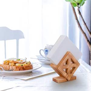 Porte-serviettes en tissu de bois de bambou écologique en bois rustique pour décorations de Table à manger de cuisine de vaisselle - Product Image 4