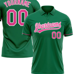 Camiseta Polo Sublimada Personalizada con Nombre y Número Verde Intenso con Rosa Ropa Deportiva Personalizada con Impresión Personalizada Ropa de Equipo - Product Image 2