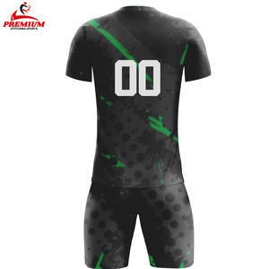Completo personalizado sin logotipo de alta calidad al por mayor sublimación verde y negro en blanco uniformes de fútbol conjuntos hombres - Product Image 2