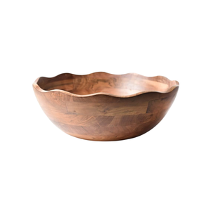 Handcrafted Eco-Friendly Classic Mango <b>Wood</b> Scalloped <b>Edge</b> Serving Bowl Natural Decor Fruit Salad Bowl Kitchen Dining Table - Product Image 6