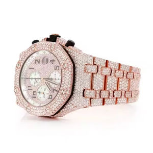 Montre mécanique en acier inoxydable avec grand cadran, design tendance, personnalisable, sertie de diamants VVS Moissanite, style hip-hop, pour homme - Product Image 3