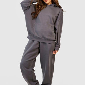 Survêtement décontracté de haute qualité pour femmes vente en gros de matériel polaire confortable manches longues couleur unie ensemble d'hiver - Product Image 5