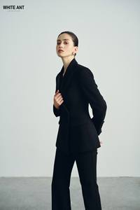 Bonne Qualité Tissu Noir Blanc EUPHÉMIE LONG PANTALON Avec Poches Et Fermeture Éclair Jambes Droites Évasées Pantalon Femme Taille S M L - Product Image 3