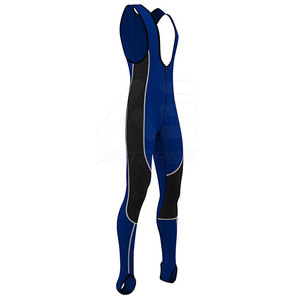 Pantalones de Ciclismo con Tirantes para Hombre, Color Azul y Negro, con Bloques de Color, Transpirables, Ajustados, Largos, Material de Spandex y Nailon - Product Image 4