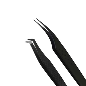 Juego de herramientas de maquillaje negro mate de acero inoxidable Premium de alta calidad, pinzas puntiagudas para cejas y pestañas para extensión de pestañas - Product Image 2