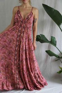 Boho imprimé Maxi robe été pour les femmes sans manches Floral dos nu haute qualité élégante plage fête - Product Image 3