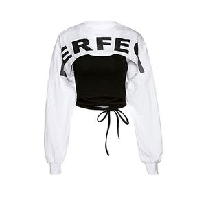 Sudaderas con capucha para mujer con estampado de hojaldre recortado de alta calidad Fabricantes Aduanas Ropa de mujer Tops cortos sexy Sudaderas con capucha para mujer - Product Image 2