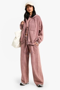 Nouveauté 2025, survêtement zippé de haute qualité, délavé à l'acide, pour femmes, décontracté, à capuche, hiver, strass, look usé, élégant - Product Image 6