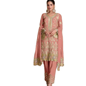 Salwar Kameez pakistaní listo para usar, de piel y seda jacquard, para fiestas formales de invierno, para mujeres, estilo desi y saludable, nueva moda, colorido. - Product Image 1